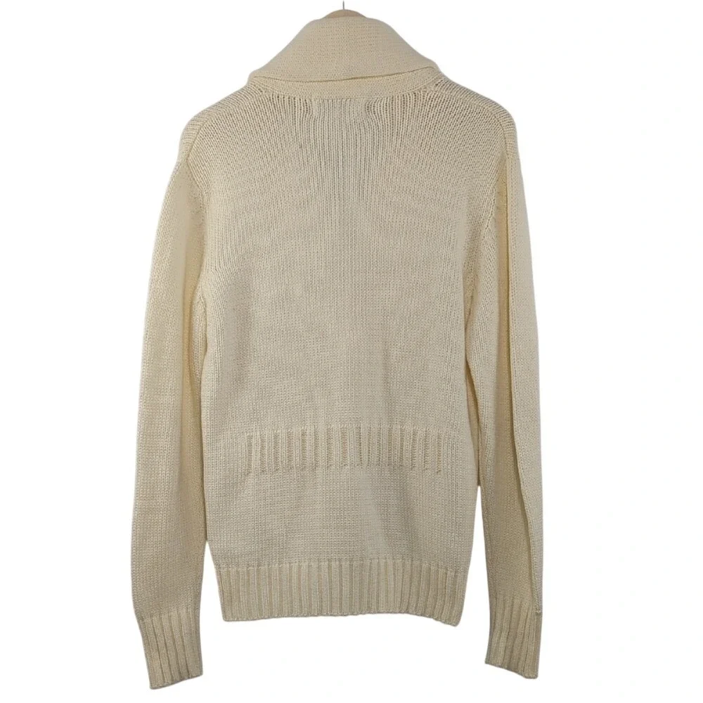 Vintage Herman Phillips Ivory Shawl Collar‎ Cardigan Sweater Preppy Heritage Med